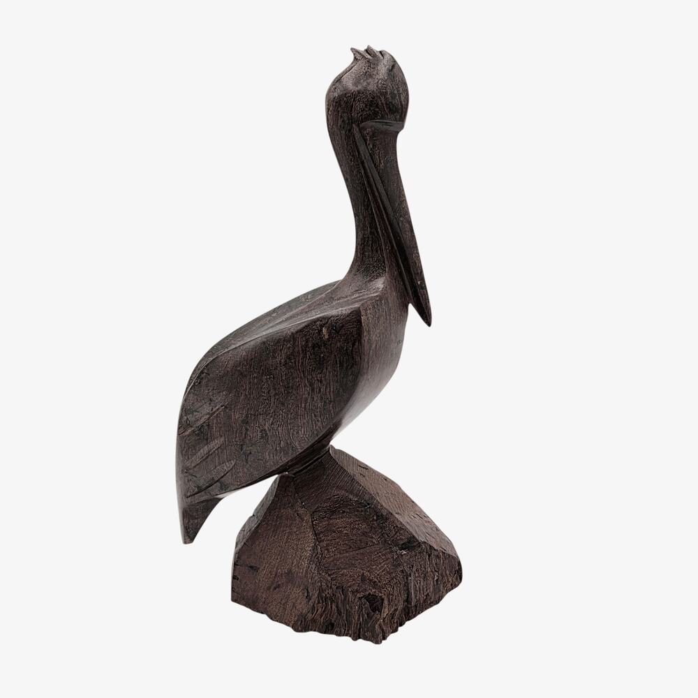 Vintage Hand Carved Desert Ironwood Pelican Sculpture MCM Coastal Decor Art